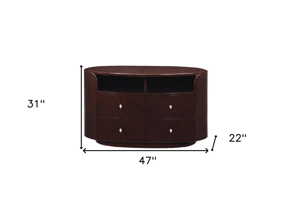 47" Dark Brown Cabinet Enclosed Storage TV Stand HomeRoots
