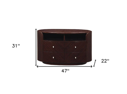 47" Dark Brown Cabinet Enclosed Storage TV Stand HomeRoots