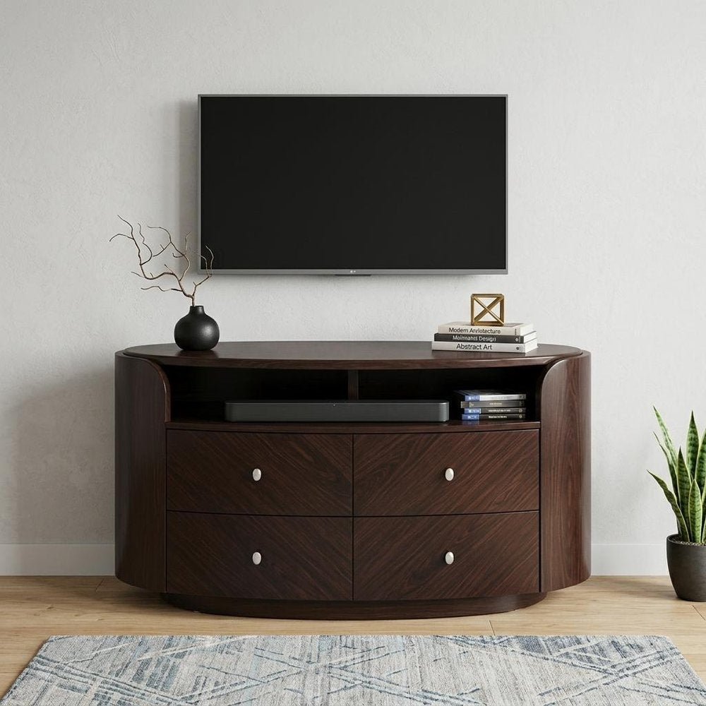 47" Dark Brown Cabinet Enclosed Storage TV Stand HomeRoots