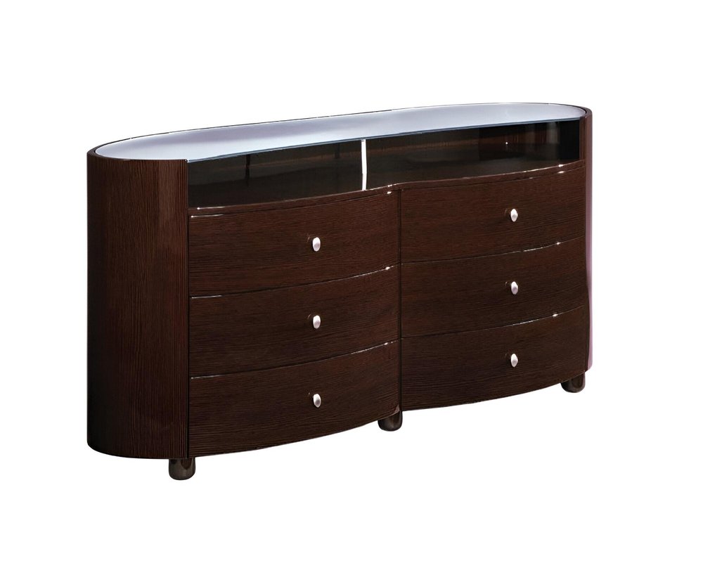 63" Brown Wood Six Drawer Dresser HomeRoots