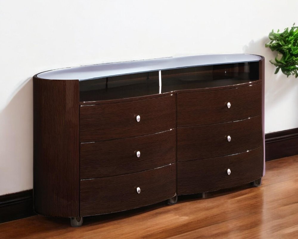 39" Brown Wood Five Drawer Dresser HomeRoots