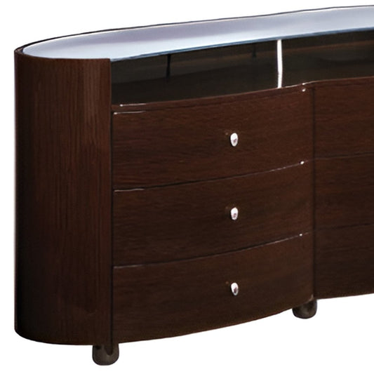 63" Brown Wood Six Drawer Dresser HomeRoots