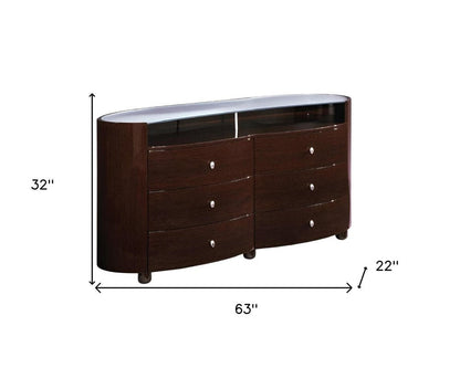 39" Brown Wood Five Drawer Dresser HomeRoots