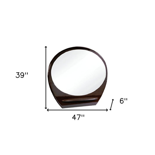 39" Brown Oval Wood Framed Mounted Dresser Mirror HomeRoots