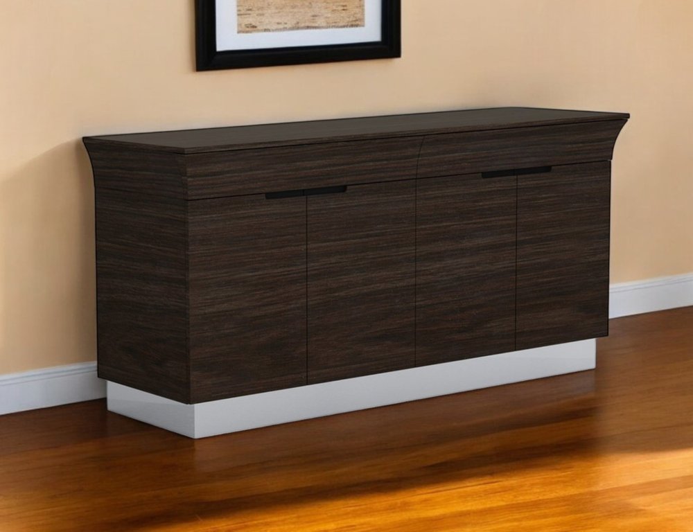 70" Dark Brown Two Drawer Buffet Table with Four Doors HomeRoots