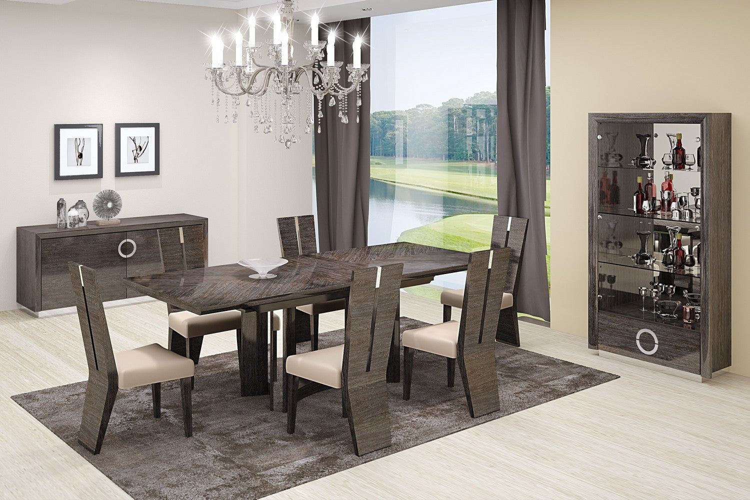 Set of Two Gray And Dark Brown Upholstered Dining Side Chairs - FurniFindUSA