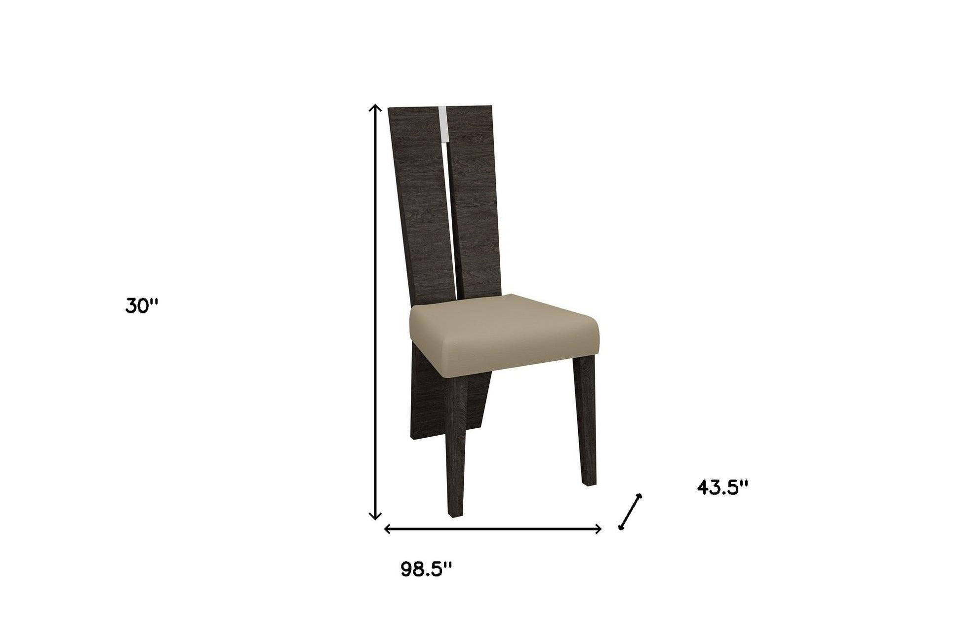 Set of Two Gray And Dark Brown Upholstered Dining Side Chairs - FurniFindUSA