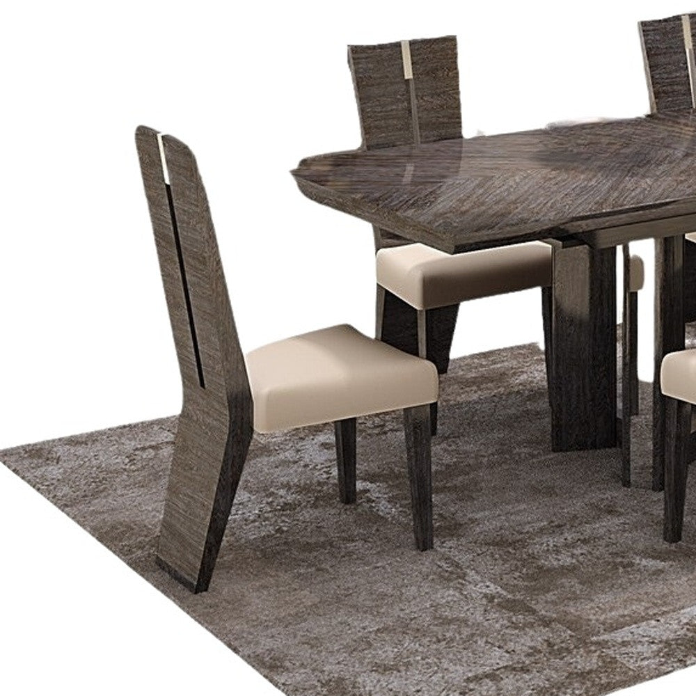 Set of Two Gray And Dark Brown Upholstered Dining Side Chairs - FurniFindUSA