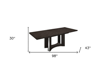 98" Dark Gray Solid Wood Dining Table HomeRoots