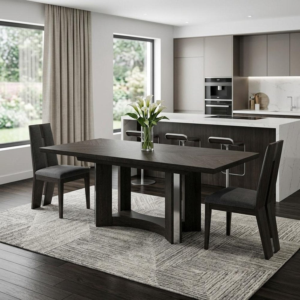 98" Dark Gray Solid Wood Dining Table HomeRoots
