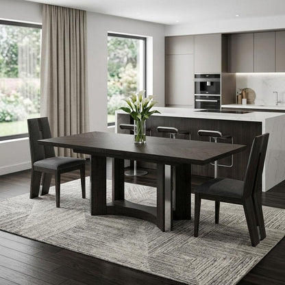 98" Dark Gray Solid Wood Dining Table HomeRoots