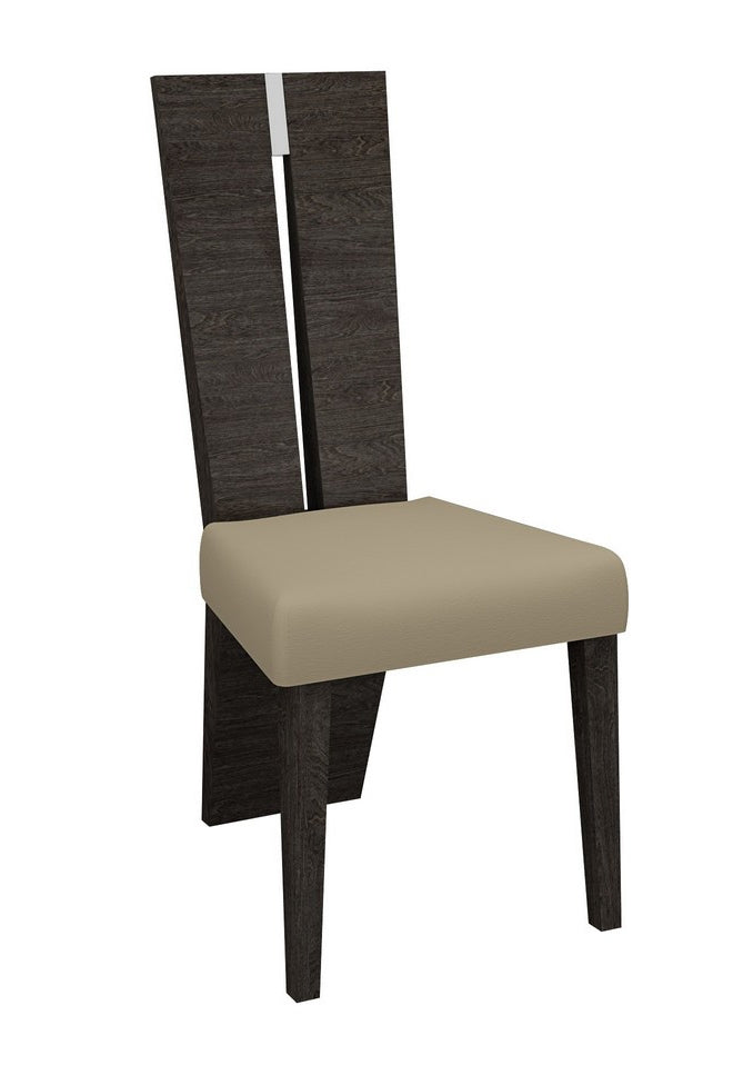 Set of Two Gray And Dark Brown Upholstered Dining Side Chairs - FurniFindUSA