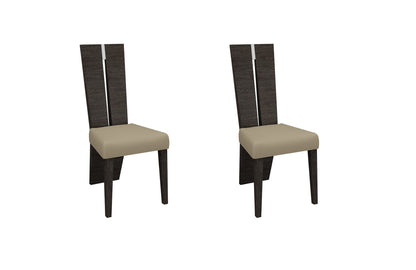 Set of Two Gray And Dark Brown Upholstered Dining Side Chairs - FurniFindUSA