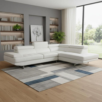 Gray Leather L Shaped Two Piece Corner Sectional HomeRoots
