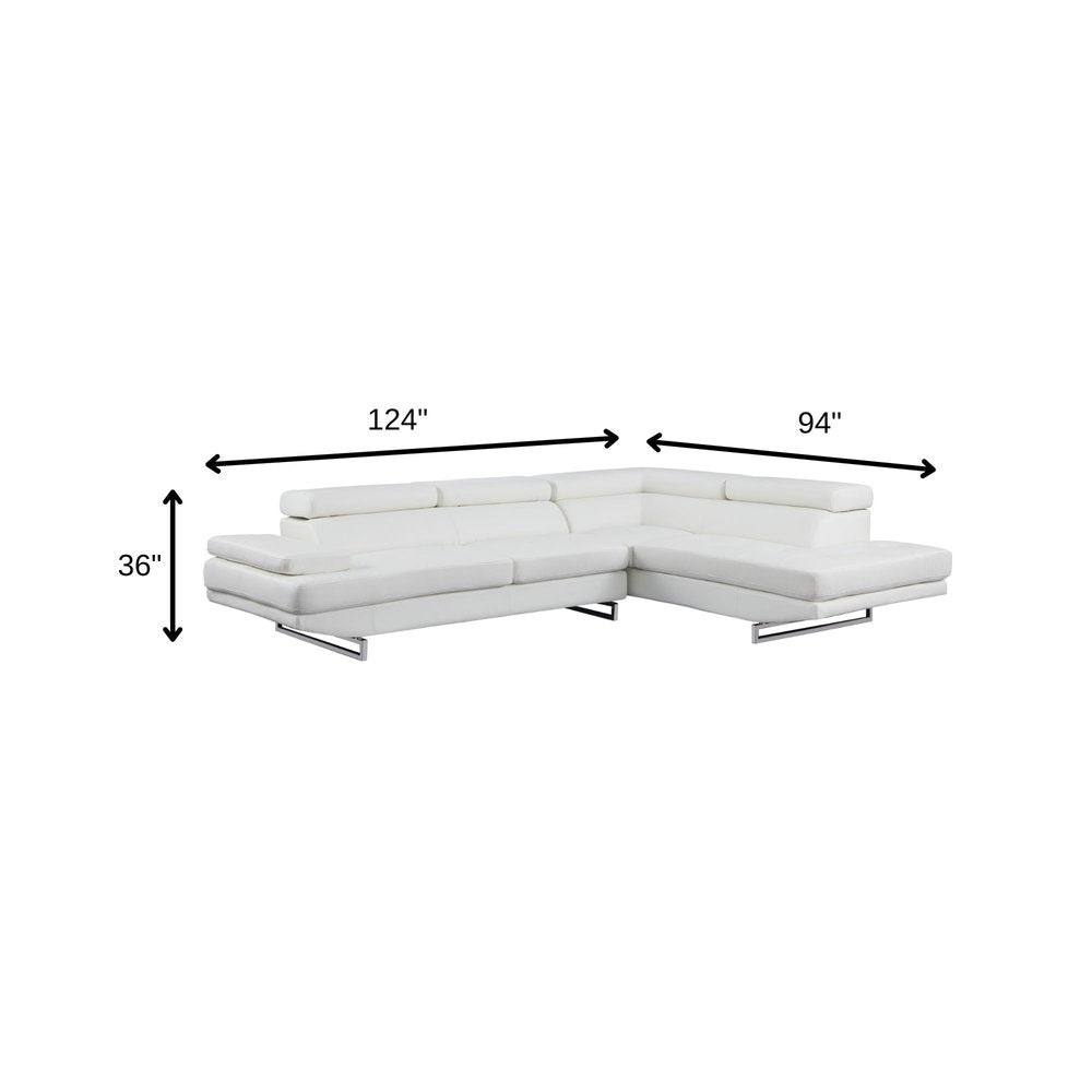 Gray Leather L Shaped Two Piece Corner Sectional HomeRoots