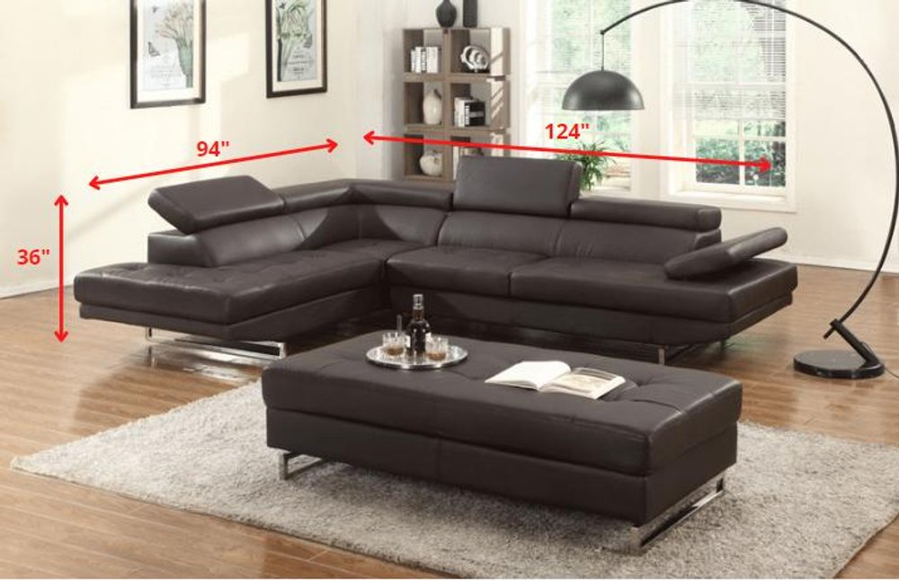 Dark Brown Leather L Shaped Two Piece Corner Sectional HomeRoots