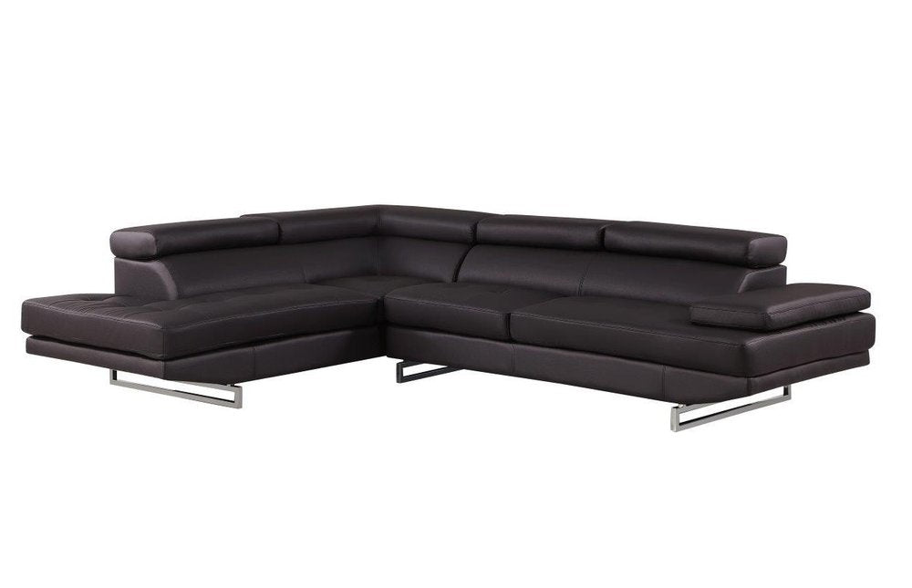 Dark Brown Leather L Shaped Two Piece Corner Sectional HomeRoots