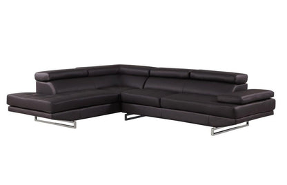 Dark Brown Leather L Shaped Two Piece Corner Sectional HomeRoots