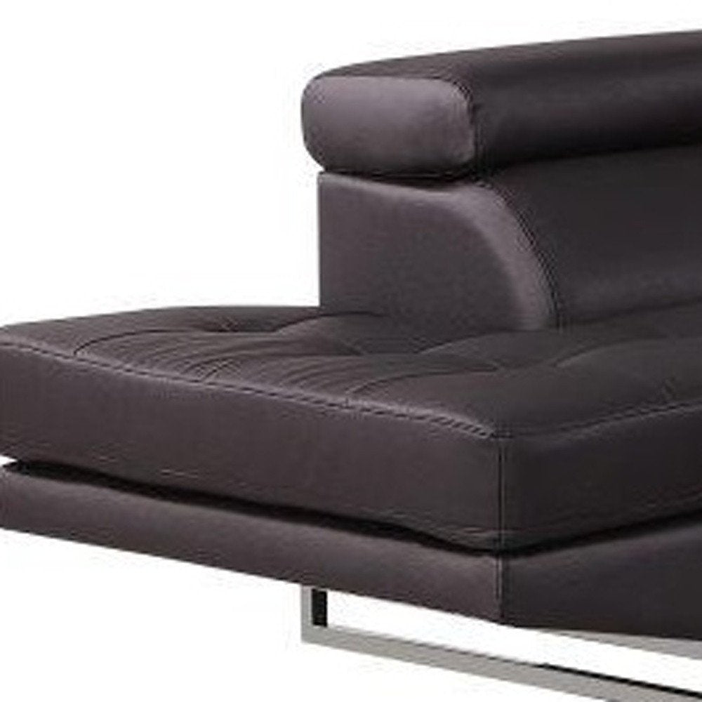 Dark Brown Leather L Shaped Two Piece Corner Sectional HomeRoots