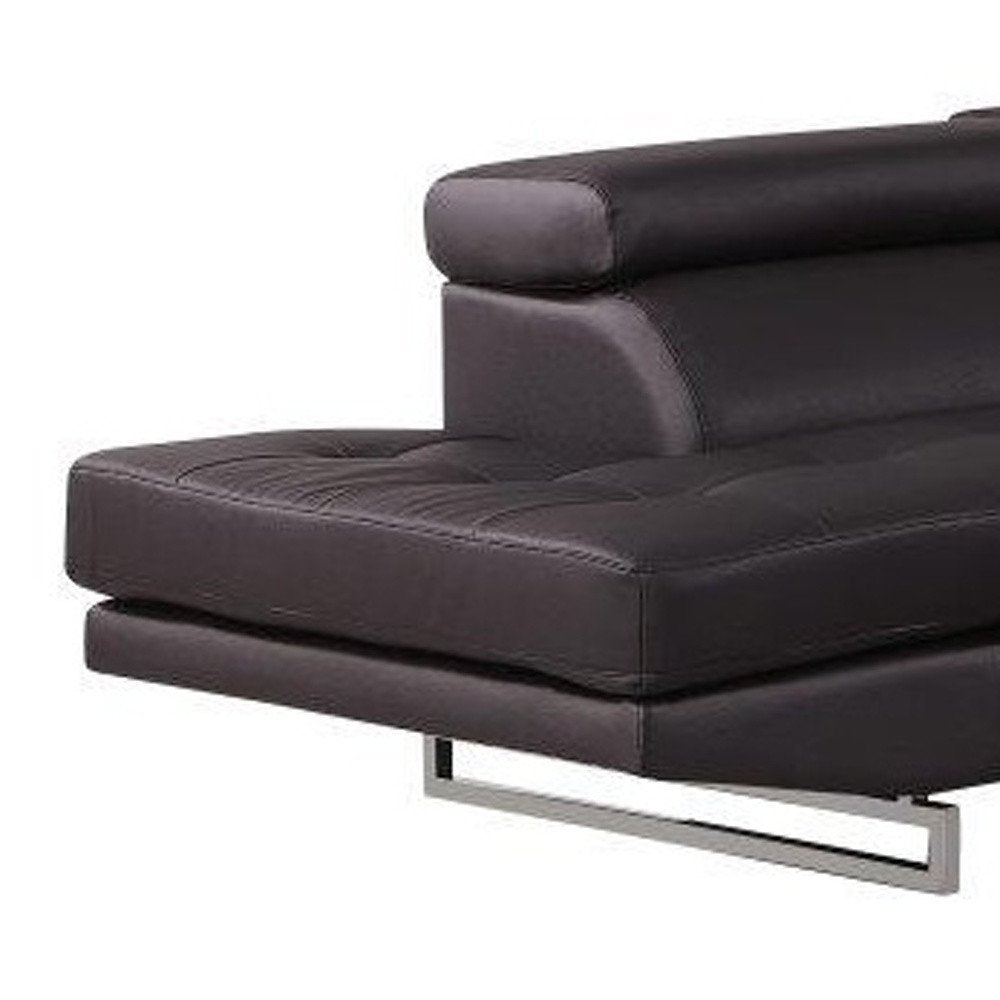 Dark Brown Leather L Shaped Two Piece Corner Sectional HomeRoots