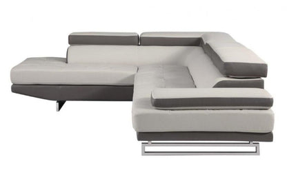 White Leather L Shaped Two Piece Corner Sectional HomeRoots
