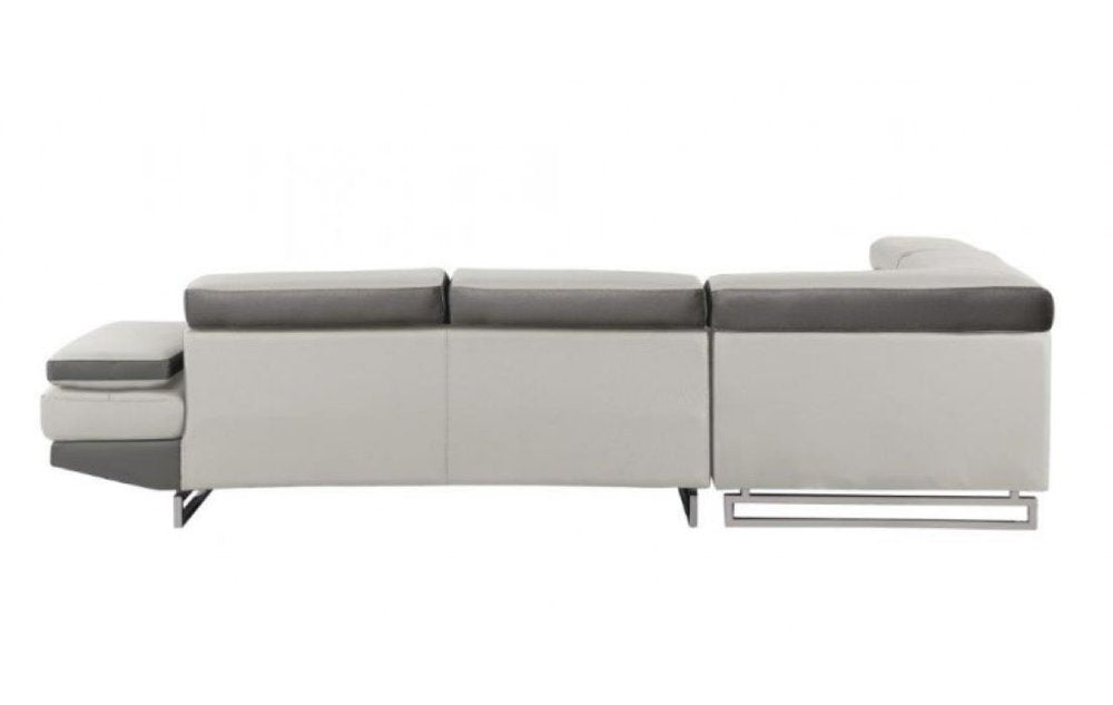 White Leather L Shaped Two Piece Corner Sectional HomeRoots