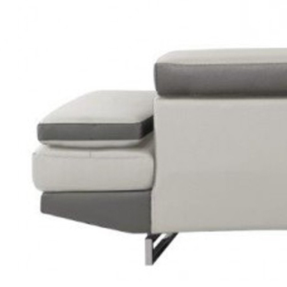 White Leather L Shaped Two Piece Corner Sectional HomeRoots