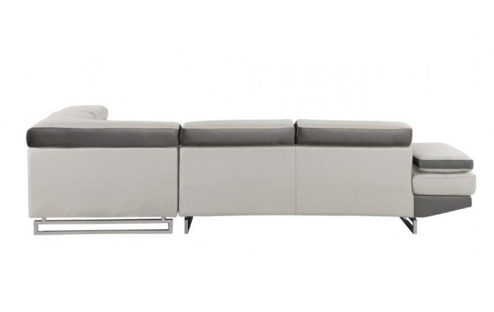 White Leather L Shaped Two Piece Corner Sectional HomeRoots