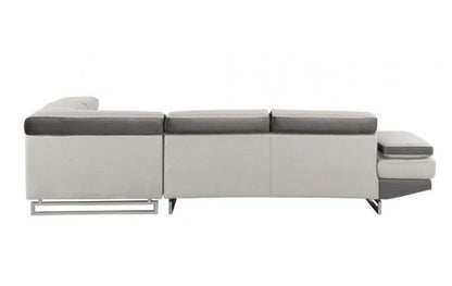 White Leather L Shaped Two Piece Corner Sectional HomeRoots