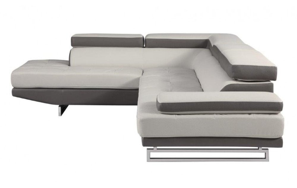 White Leather L Shaped Two Piece Corner Sectional HomeRoots