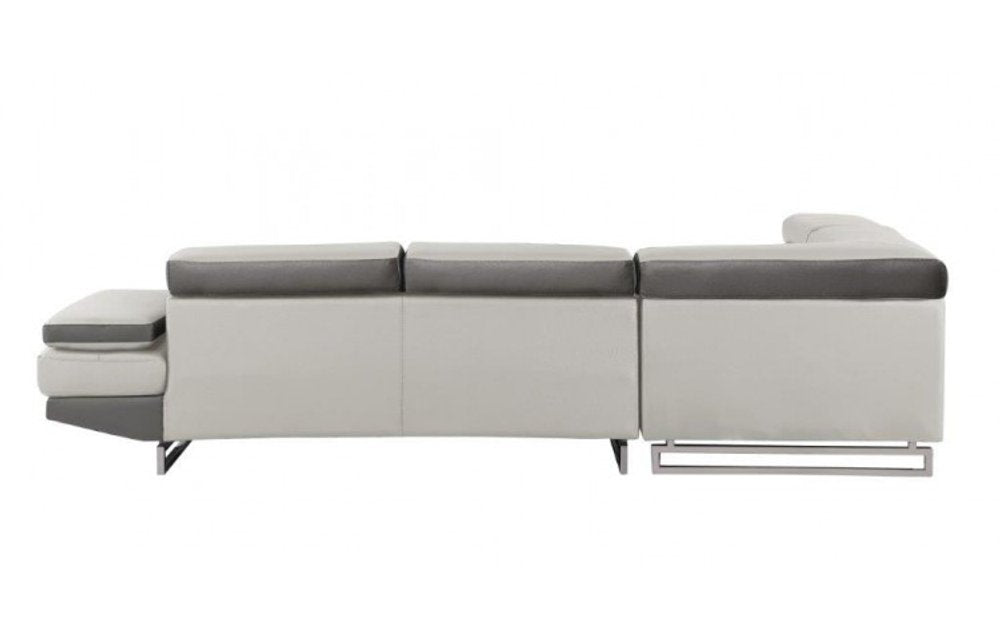 White Leather L Shaped Two Piece Corner Sectional HomeRoots