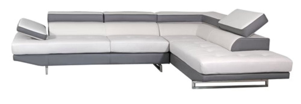 White Leather L Shaped Two Piece Corner Sectional HomeRoots