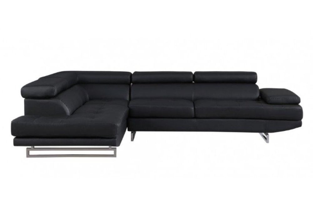 Black Faux Leather L Shaped Two Piece Corner Sectional HomeRoots