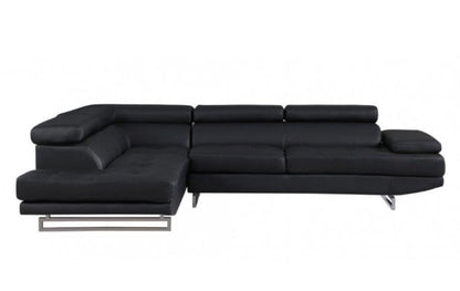 Black Faux Leather L Shaped Two Piece Corner Sectional HomeRoots