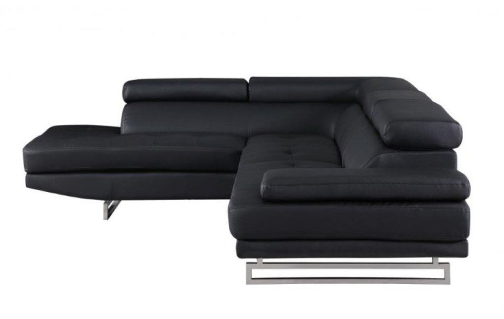 Black Faux Leather L Shaped Two Piece Corner Sectional HomeRoots