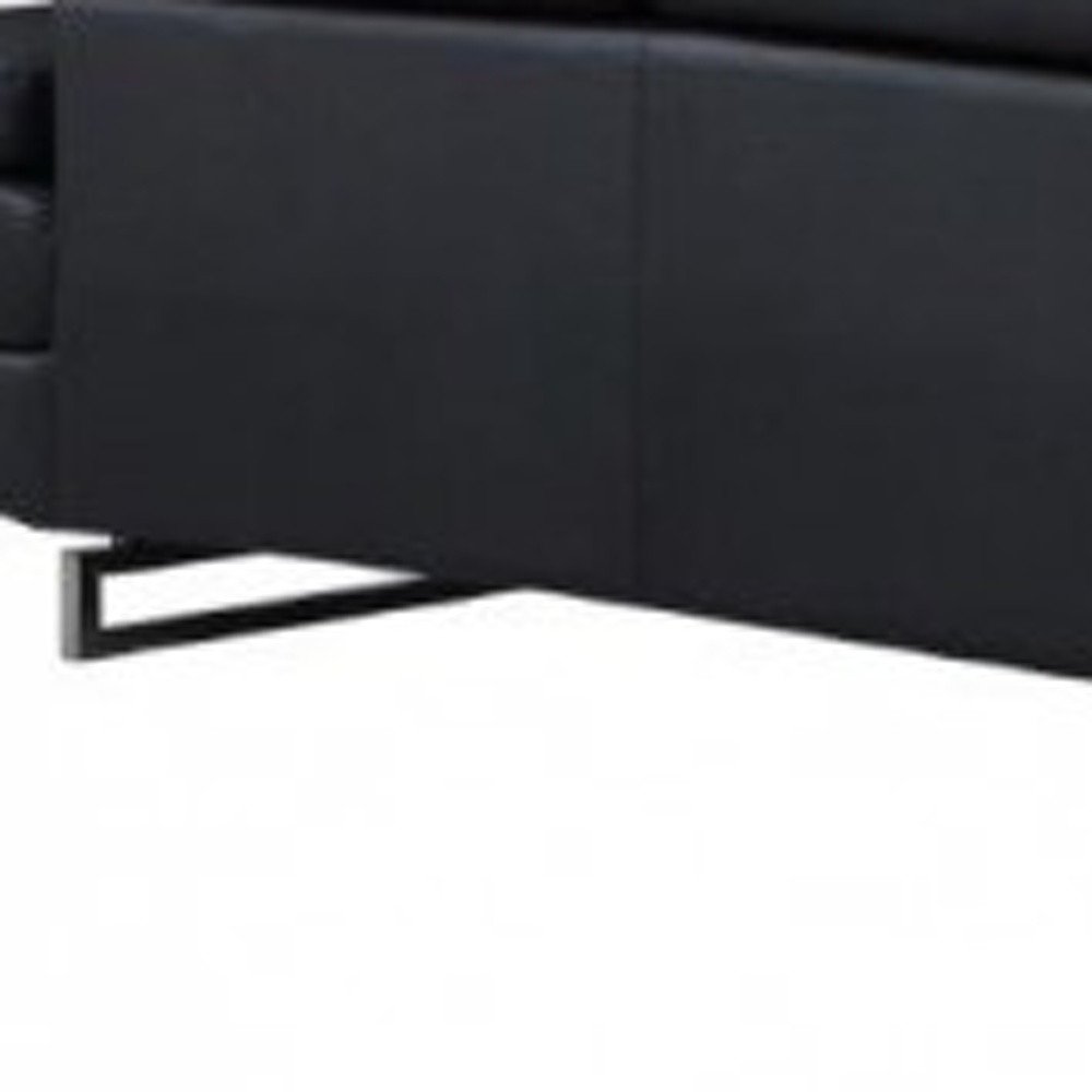 Black Faux Leather L Shaped Two Piece Corner Sectional HomeRoots