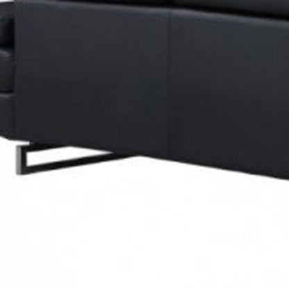Black Faux Leather L Shaped Two Piece Corner Sectional HomeRoots
