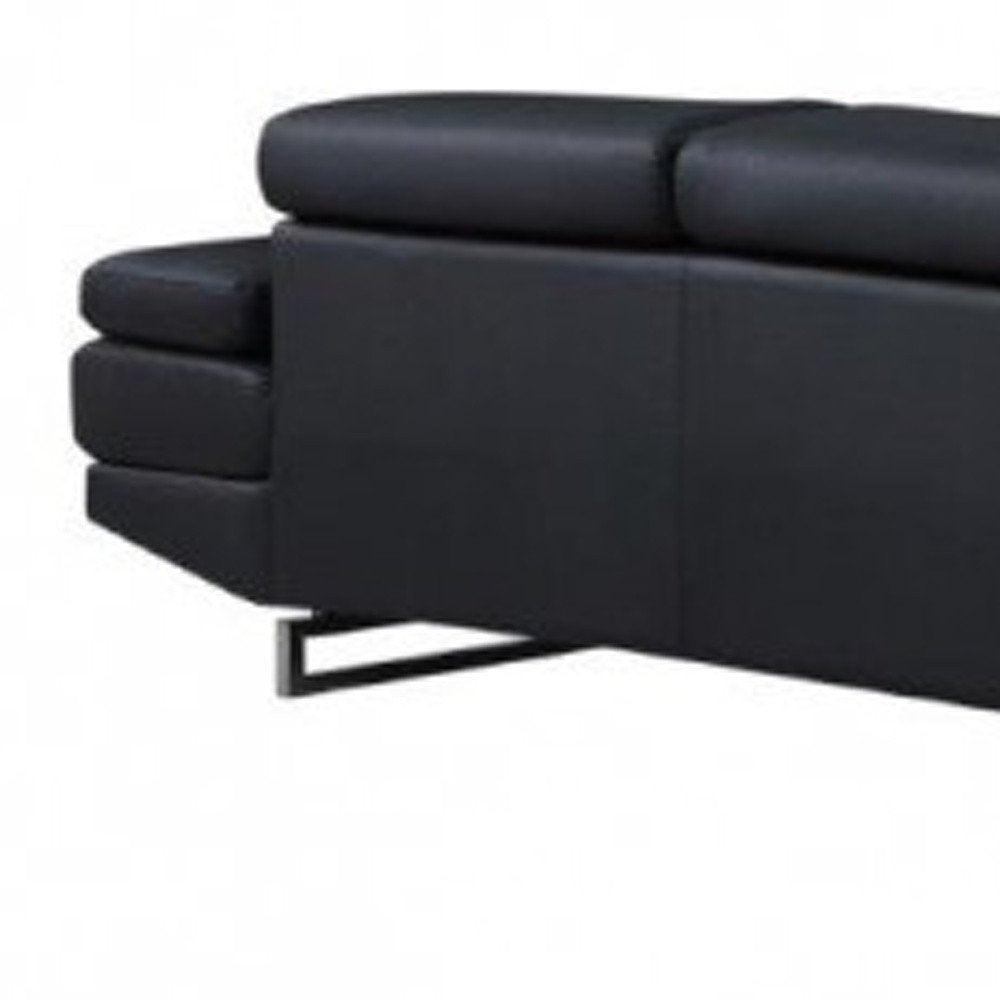 Black Faux Leather L Shaped Two Piece Corner Sectional HomeRoots