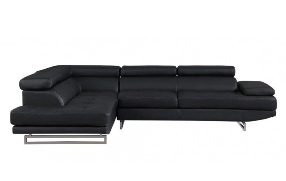Black Faux Leather L Shaped Two Piece Corner Sectional HomeRoots