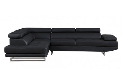 Black Faux Leather L Shaped Two Piece Corner Sectional HomeRoots