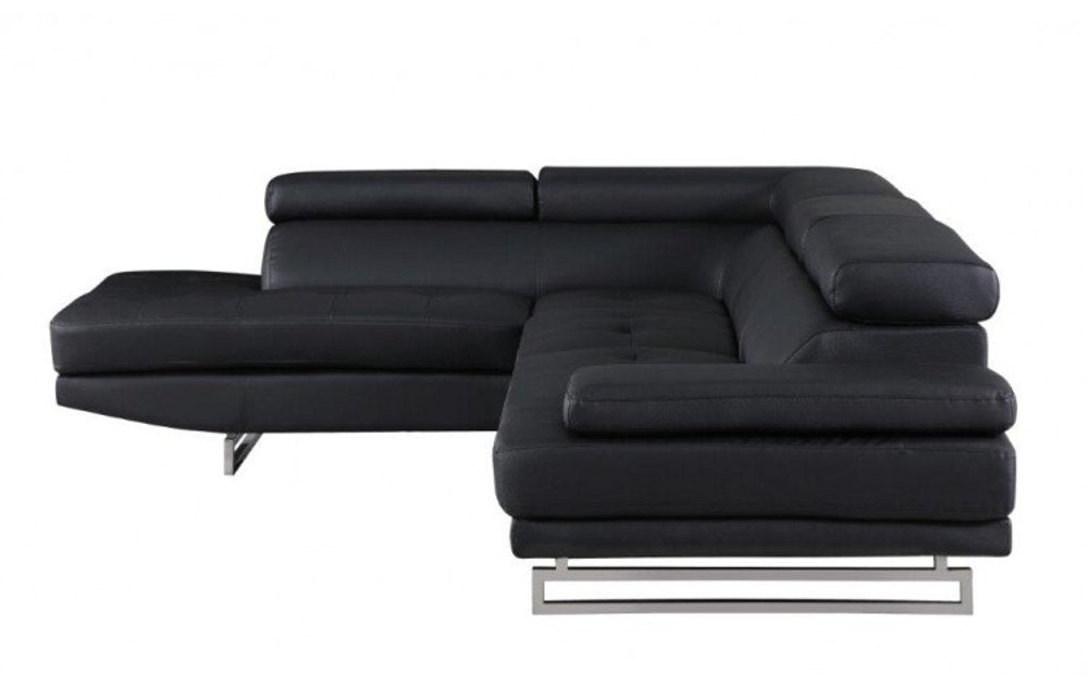 Black Faux Leather L Shaped Two Piece Corner Sectional HomeRoots