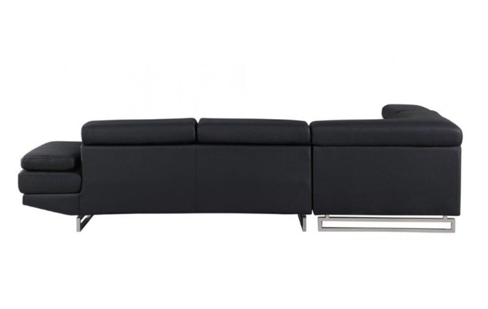 Black Faux Leather L Shaped Two Piece Corner Sectional HomeRoots