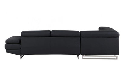 Black Faux Leather L Shaped Two Piece Corner Sectional HomeRoots