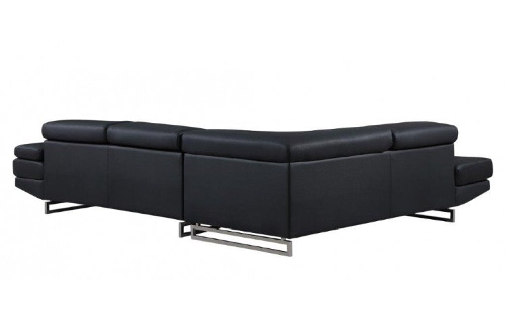 Black Faux Leather L Shaped Two Piece Corner Sectional HomeRoots