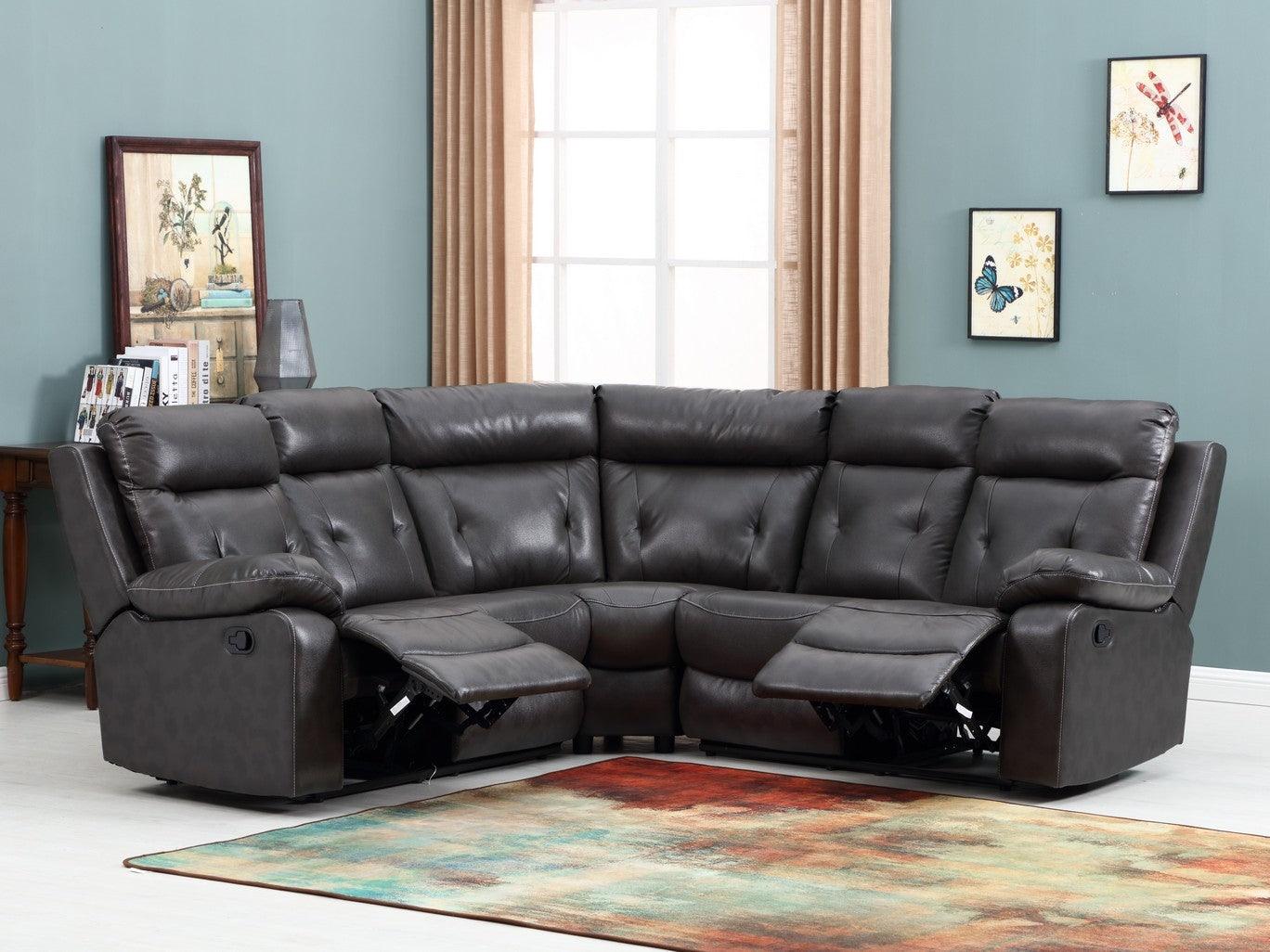 Dark Gray Polyester Blend Reclining U Shaped Three Piece Corner Sectional - FurniFindUSA