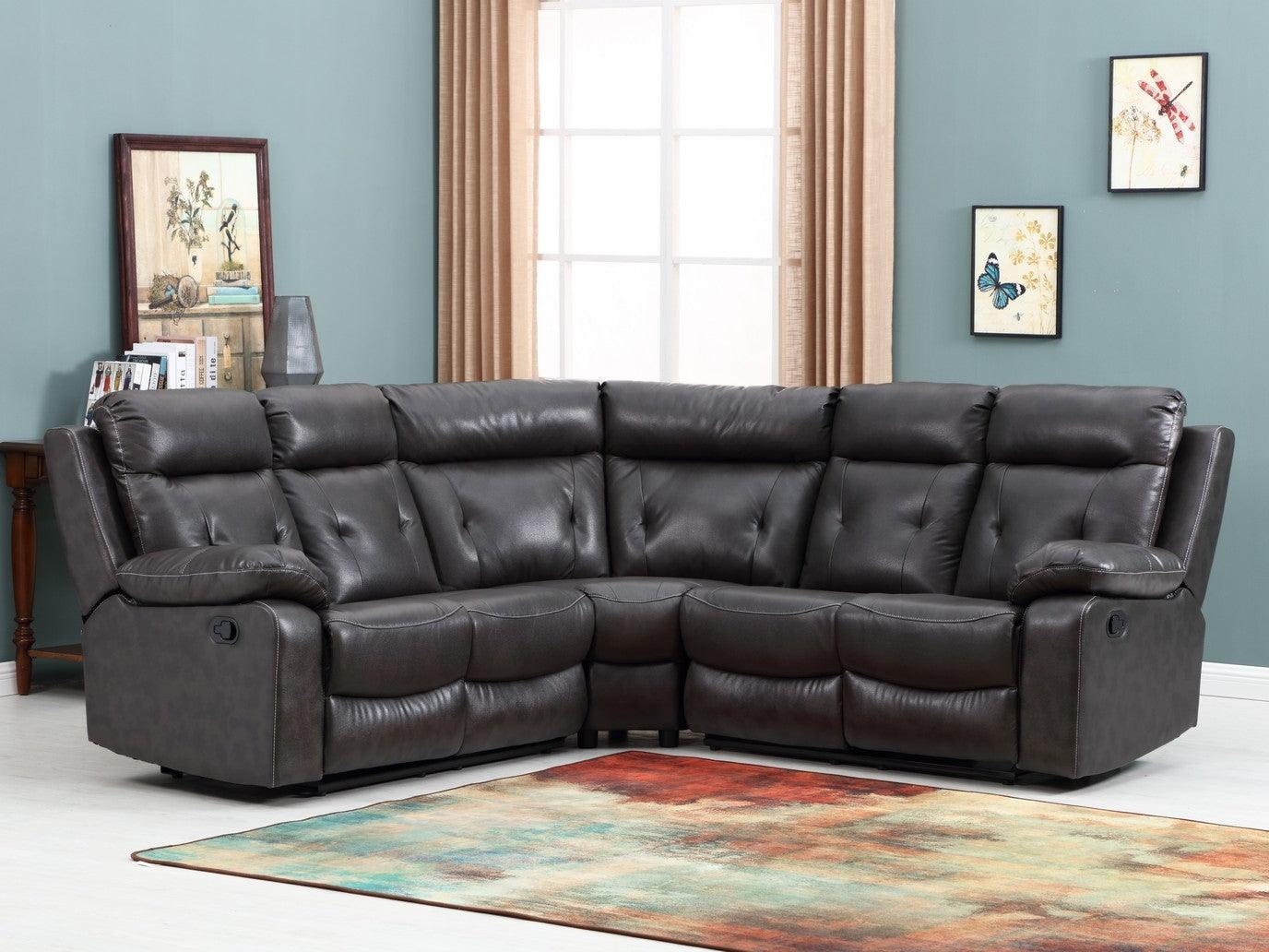 Dark Gray Polyester Blend Reclining U Shaped Three Piece Corner Sectional - FurniFindUSA