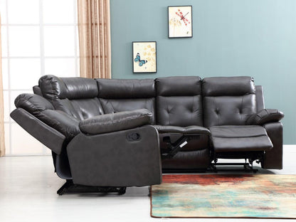 Dark Gray Polyester Blend Reclining U Shaped Three Piece Corner Sectional - FurniFindUSA