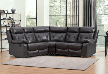 Dark Gray Polyester Blend Reclining U Shaped Three Piece Corner Sectional - FurniFindUSA