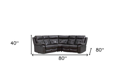 Dark Gray Polyester Blend Reclining U Shaped Three Piece Corner Sectional - FurniFindUSA