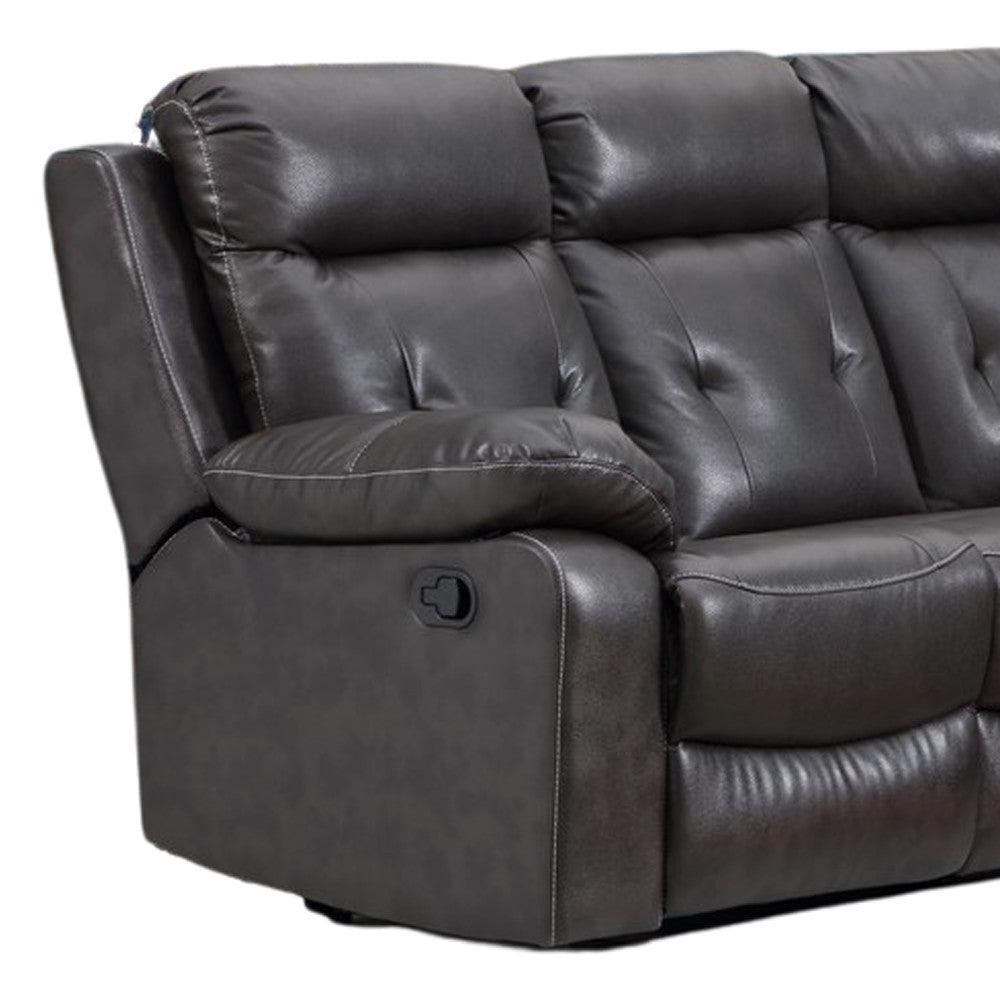 Dark Gray Polyester Blend Reclining U Shaped Three Piece Corner Sectional - FurniFindUSA